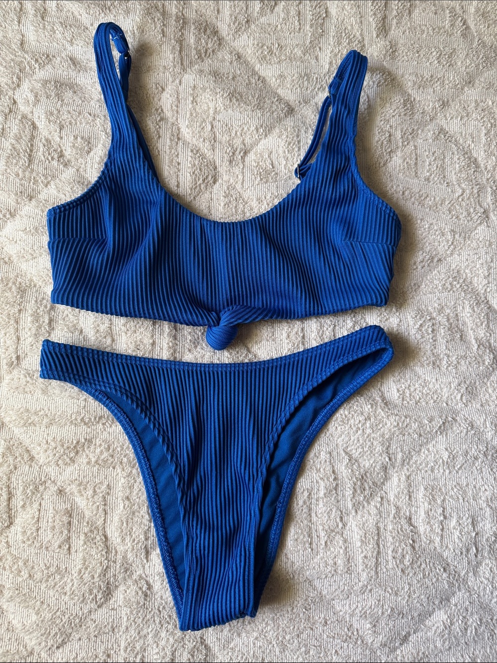 Hollister Ribbed Royal Blue Bikini Set Top is Small, Bottoms Are Xs
